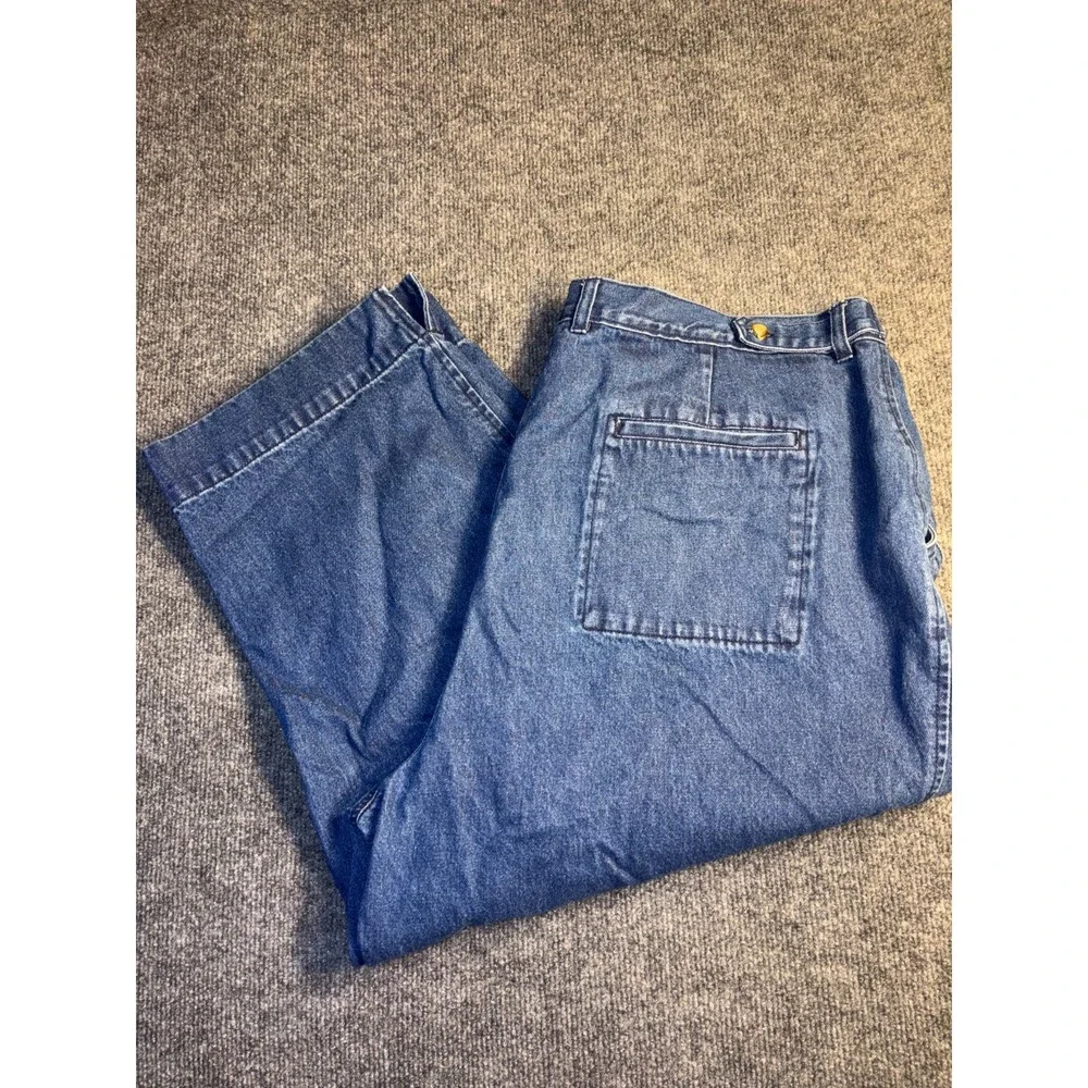 St. John's Bay Cropped Jeans Womens 22W Blue Authentic Relaxed‎ Fit Ankle Slit